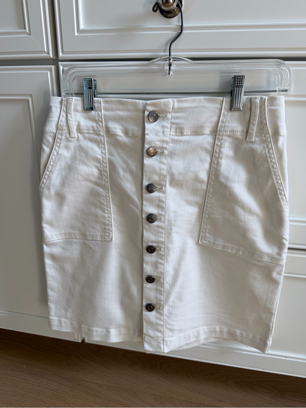 Kut from the Kloth White Button-Front Denim Mini Skirt